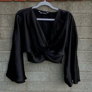 Black satin zara shirt